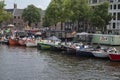 Boats Lying On The Amstel Rive Awaiting For The Gaypride At Amsterdam The Netherlands 5-8-2023 Royalty Free Stock Photo