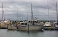 Boats at Mackinaw City Marina in Michigan on a cloudy day Royalty Free Stock Photo