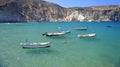 Boats in Mandrakia Bay on Milos Royalty Free Stock Photo