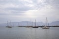 Boats in the marina, the bay of Mindelo, Cape Verde