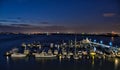 Boats docked at National Harbor at Sunset Royalty Free Stock Photo