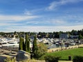 Boats in the marina on Round Lake in Charlevoix Michigan Royalty Free Stock Photo