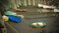 Boats in Minehead harbour at low tide Royalty Free Stock Photo