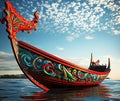 Traditional Thai boat on the beach Generate AI