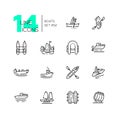 Boats - modern thin line design icons set Royalty Free Stock Photo