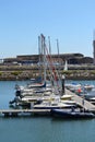 Boats on Mondego river marina Royalty Free Stock Photo