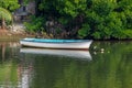 Boats moored along the Riviere la Chaux, Mahebourg, Mauritius Royalty Free Stock Photo