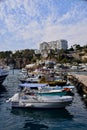 Boats moored in Antalya Harbour, Turkey, November 2022. Royalty Free Stock Photo