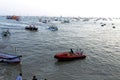 Boats Moored in Arabian Sea at Colaba, Mumbai, Maharashtra, India