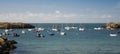 Boats moored in a bay in Anglesey, Wales Royalty Free Stock Photo