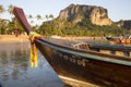 Boats moored on the beach at Ao Nang, Thailand