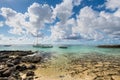 Boats moored at the Blue Bay Marine Park, Mauritius