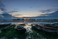 Boats moored in the creek evening