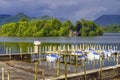 Boats moored in Derwent Water Royalty Free Stock Photo