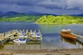 Boats moored on Derwent water Royalty Free Stock Photo