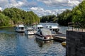 Boats Moored In Fenelon Falls, Ontario At Lock 34 Royalty Free Stock Photo