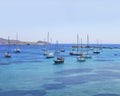 Boats Moored in Finikas Bay. Isolated, Royalty Free Stock Photo