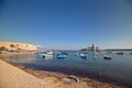 Boats moored in the fishermen`s harbor, in Trapani,