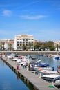 Boats moored in Lagos marina, Portugal. Royalty Free Stock Photo