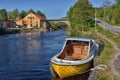 Boats moored near holiday homes