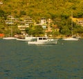 Boats moored at ocar, bequia