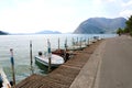 Boats moored in Peschiera Maraglio with Lake Iseo on the background, Monte Isola, Italy