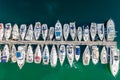 Boats moored at the pontoon Hendaye, France - Sokoburu harbour Royalty Free Stock Photo