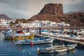 Boats moored in the port of Agaete, Gran Canaria, Spain Royalty Free Stock Photo
