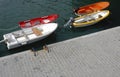 Boats moored by quayside