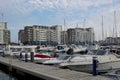 Boats moored at Sovereign Harbour, Eastbourne, England