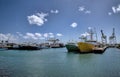 Boats Moored in the Still Waters of Honolulu Harbor in Hawaii