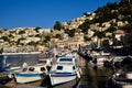 Boats moored in Symi Island harbour Greece