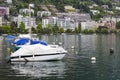 Boats moored in the waters of Lake Geneva Royalty Free Stock Photo