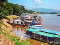 Boats mooring at the bank of the Mekong river