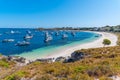 Boats mooring at Geordie bay at Rottnest island in Australia