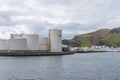 Boats are mooring in a port at Heimaey in Iceland