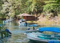 Boats in the mouth of the Rio Agujitas in the Drake Bay, Costa Rica Royalty Free Stock Photo