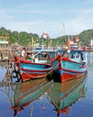 Boats on the Batang Arau River in Padang, West Sumatra Royalty Free Stock Photo