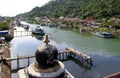 Boats on the Batang Arau River in Padang, West Sumatra Royalty Free Stock Photo