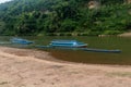 Boats at Nam Ou river in Muang Khua town, La Royalty Free Stock Photo