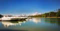 The Boats near Jackson Lake resort Royalty Free Stock Photo