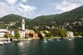 Boats near the pier on Lake Como, Italy Royalty Free Stock Photo