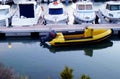 Boats next to the Constitution Bridge, called La Pepa, in the bay of CÃÂ¡diz, Andalusia. Spain Royalty Free Stock Photo