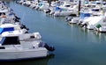 Boats next to the Constitution Bridge, called La Pepa, in the bay of CÃÂ¡diz, Andalusia. Spain Royalty Free Stock Photo