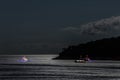 Boats by the night in Dubrovnik waters Royalty Free Stock Photo