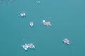 Boats on ocean aerial - many ships from above