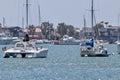 Boats in the ocean in Newport Beach California Royalty Free Stock Photo