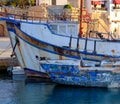 Boats at old Kyrenia Harbour and Medieval Castle in Cyprus Royalty Free Stock Photo