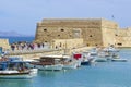 Boats in the old port of Heraklion, Crete island, Greece.