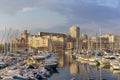 Boats in the old port and modern buildings in Marseille, France Royalty Free Stock Photo